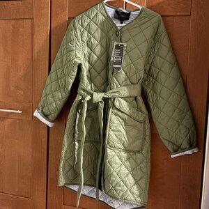 J Crew Woman Primaloft Ligth Weight Collection Green Long Coat Overcoat XS $268